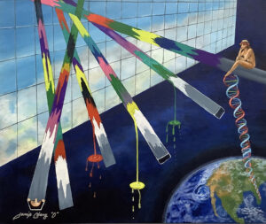 Kilroy Was Here by Janis Clary "O" Fine Art. Acrylic painting on canvas. Fine art for sale, home and office decor. Abstract, realism, impressionism. Stuart, Martin County, Treasure Coast, Florida. MartinArts, Martin Artisans Guild. Martin County Open Studio Tour