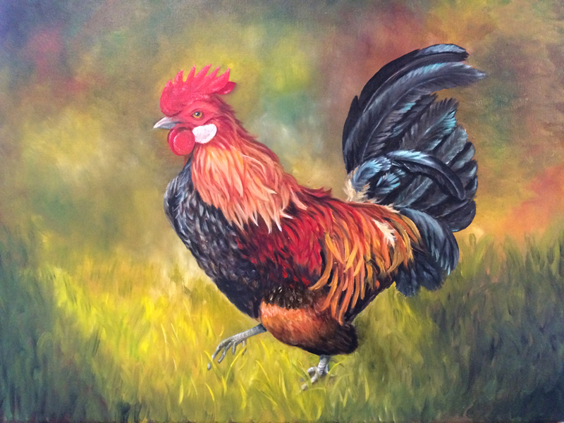 Rooster by Janis Clary "O" Fine Art, Stuart, Martin County, Treasure Coast, Florida