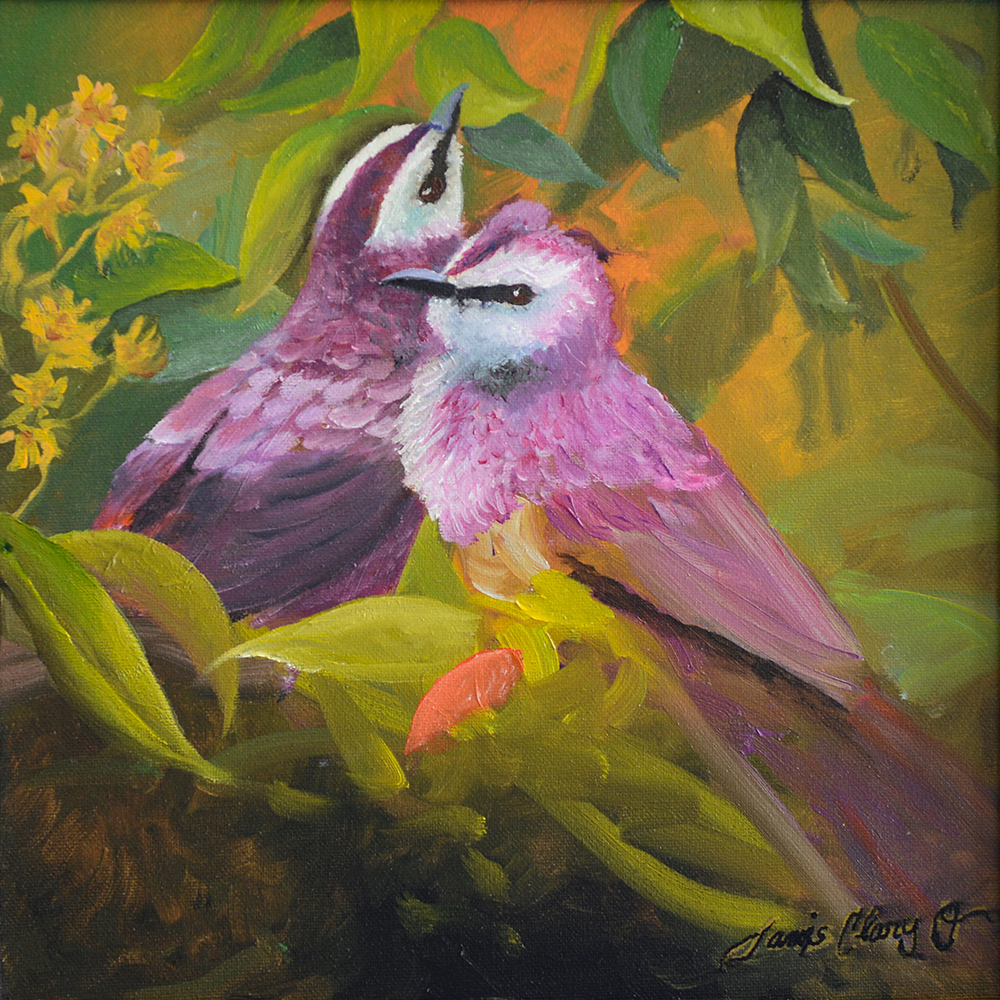 Love Birds by Janis Clary "O". Fine art for sale, home and office decor. Abstract, realism, impressionism. Stuart, Martin County, Treasure Coast, Florida. MartinArts, Martin Artisans Guild. Martin County Open Studio Tour