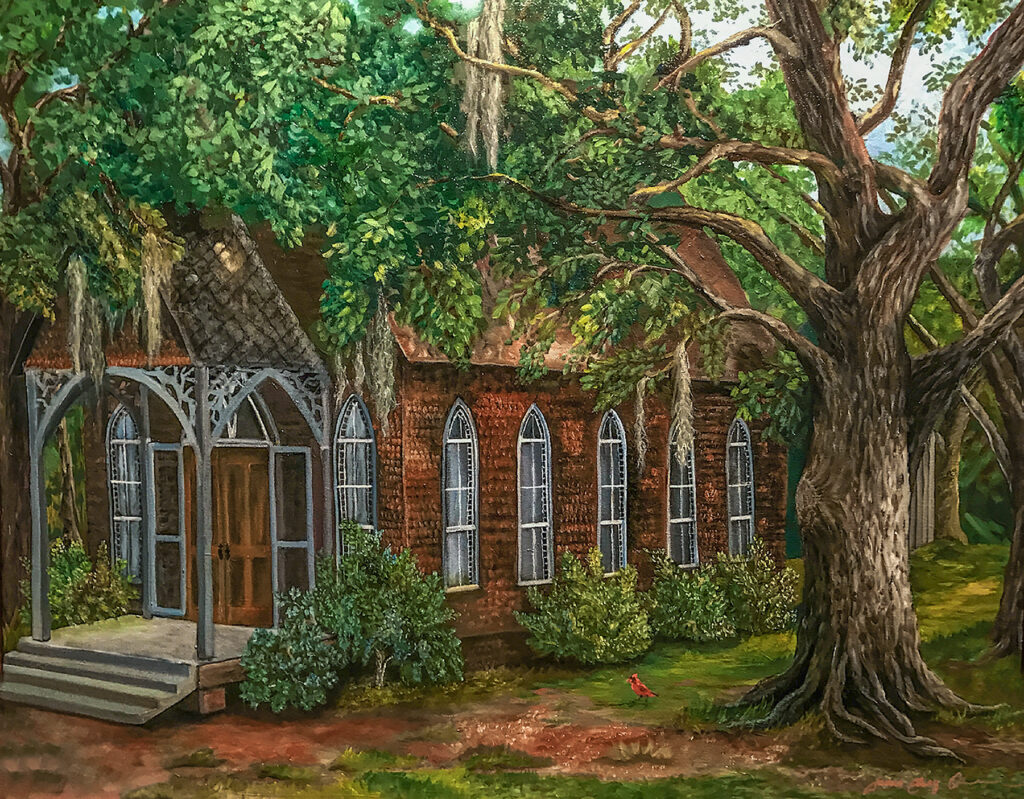 The St. James-Santee Episcopal Church in McClellanville was built in 1890. This painting was chosen for the Art Show at Cultural Council of Georgetown County in Georgetown, SC in 2016.