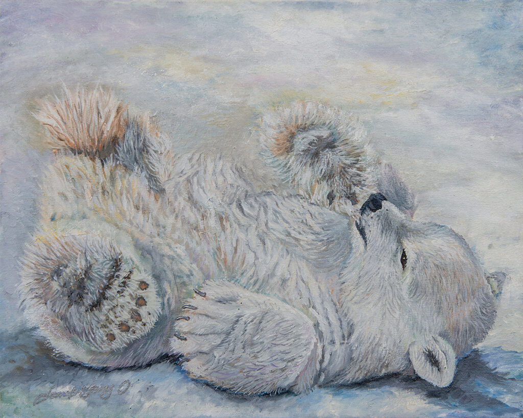 “Barefoot In The Snow” Janis Clary "O" Original Fine Art. Stuart, Martin County, Treasure Coast, Florida